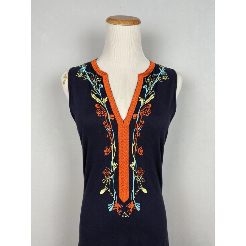 Christian Lacroix Bazar Floral Embroidered Dress M Blue Sleeveless Designer Y2K - Picture 2 of 9